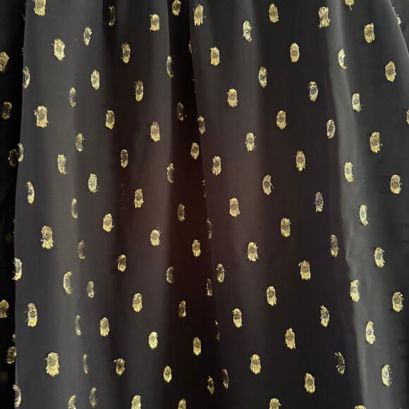 Talbots Smocked Blouse Black Metallic Clip Dot Keyhole Back Long Sleeve Sz M - Picture 2 of 8